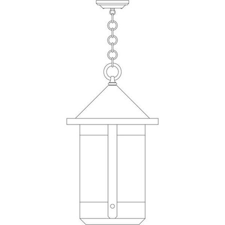 Arroyo Craftsman 14" Berkeley Tall-Long Body Pendant, Slate, Rain Mist Glass BH-14TLRM-S